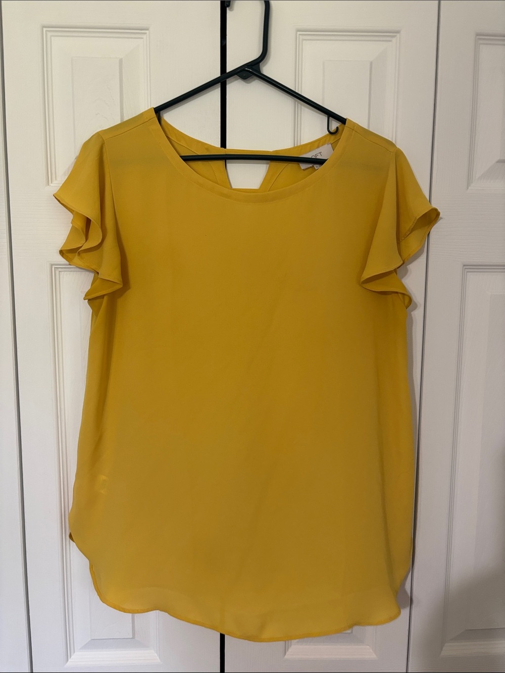 LOFT Yellow Flutter Sleeve Blouse